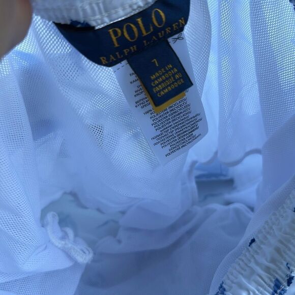 POLO RALPH LAUREN Traveler Polo Bear Swim Trunk Boys Size 7 Blue White - Picture 8 of 17